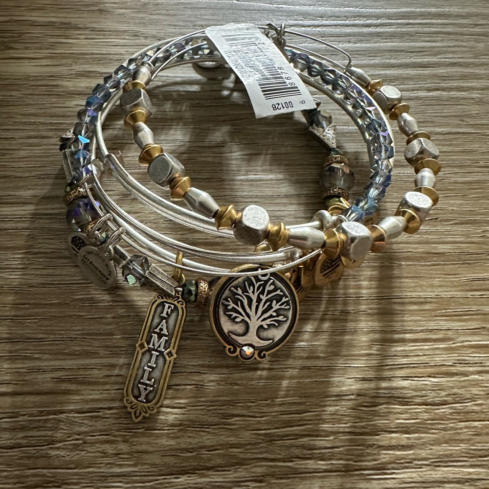 Alex and Ani two tone family tree set of 5